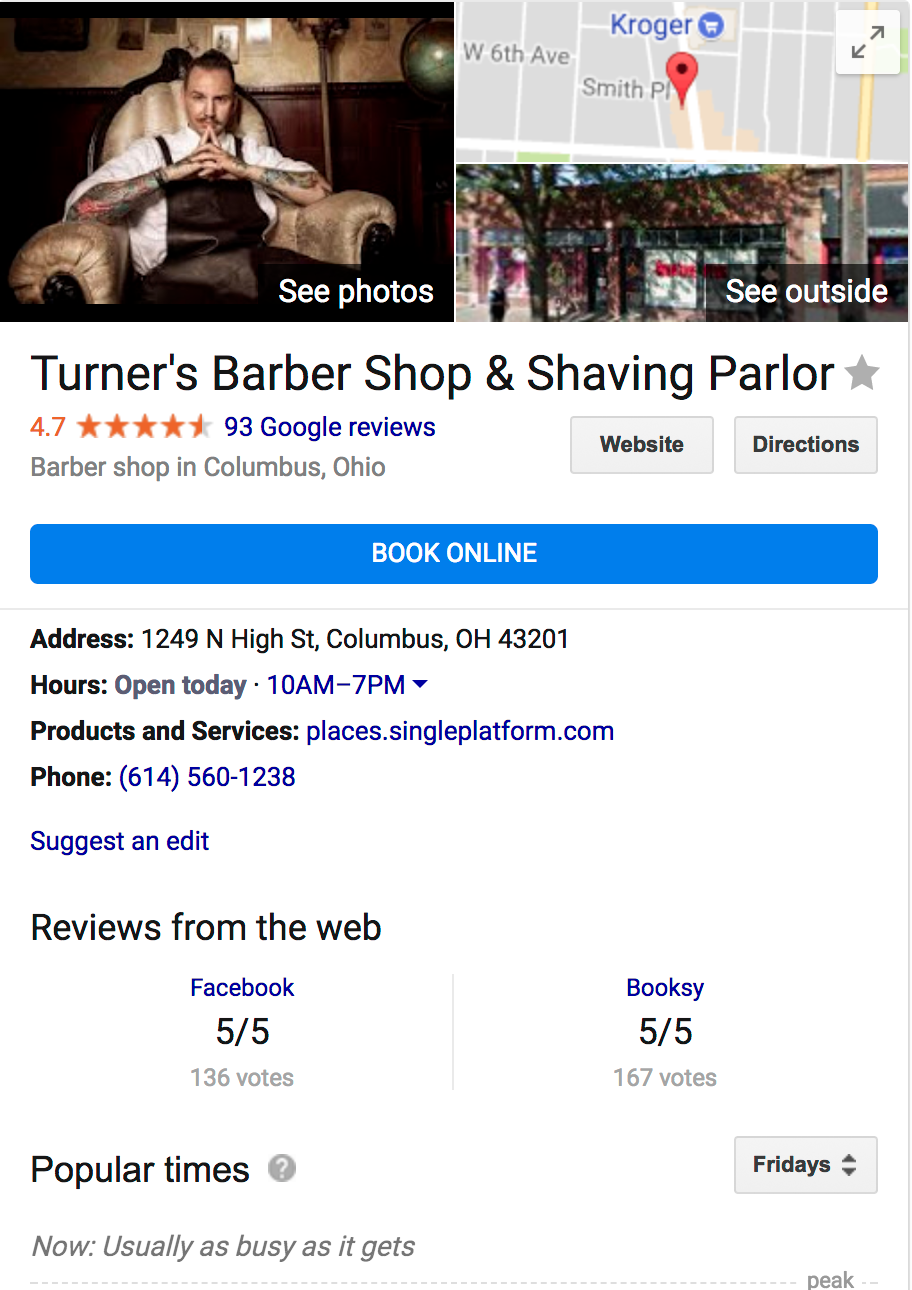 barber google listing