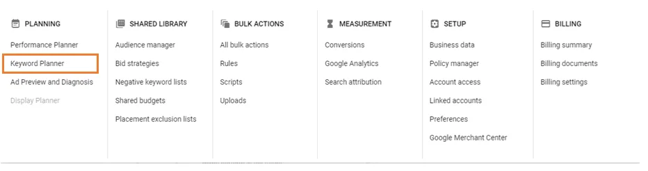 gkp keyword planner