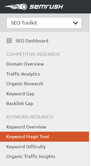 14. keyword magic tool side panel