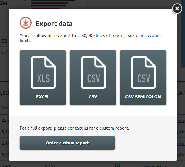 8. export data